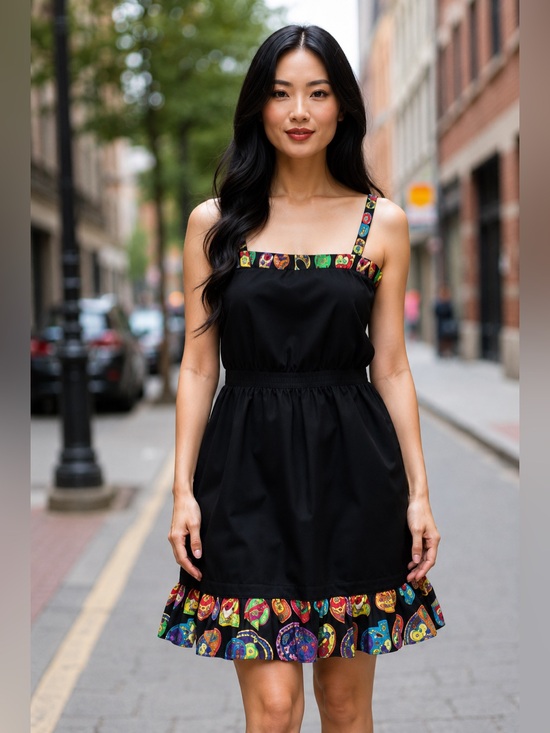 Love Moschino Dresses & Skirts - Moschino Black Sleeveless Dress w/Signature Colorful Print Trim,Made in Italy